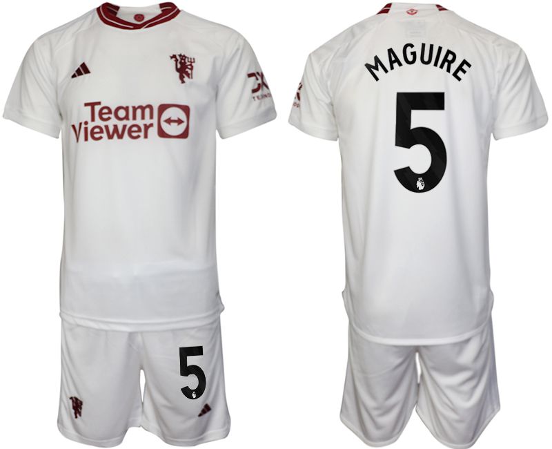 Men 2023-2024 Club Manchester United away white #5 Soccer Jersey
